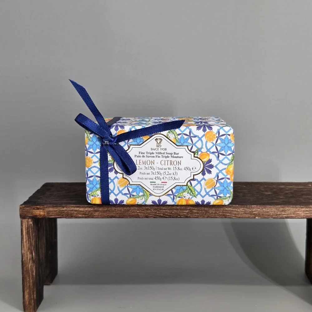 Saponificio Zeni Diamante Soap Bar Kids 3pk 15.8oz Lemon Citron Italian Luxury